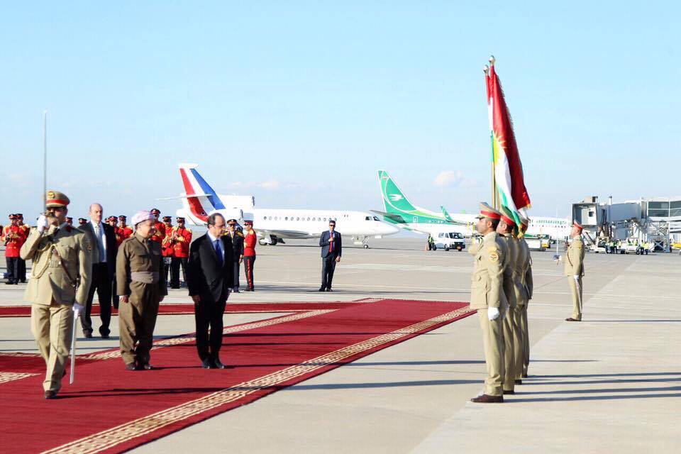 WATCH: France President arrives in Kurdistan, visits Peshmerga front line